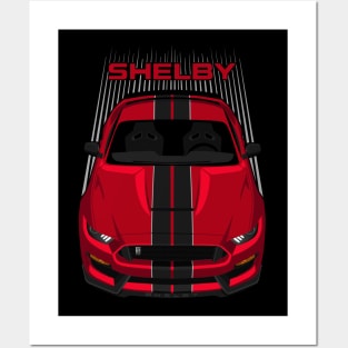 Ford Mustang Shelby GT350 2015 - 2020 - Red - Black Stripes Posters and Art